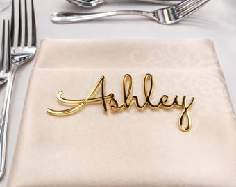 Personalized Wedding Place Cards, Custom Laser Cut Names for Reception Tables