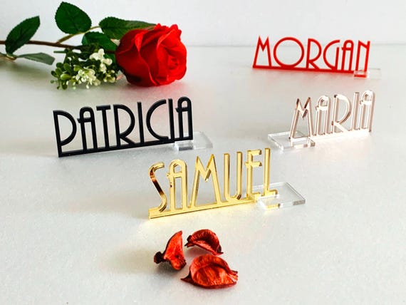 Personalized Laser Cut Place Cards Custom Wedding Table Names Mirror Acrylic Place Name Settings Event Party Decorations Free Standing Signs