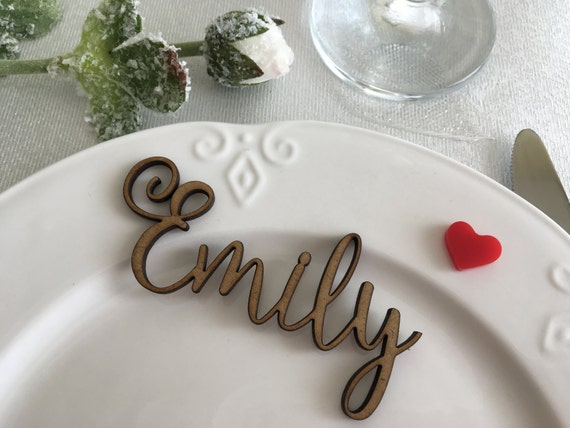 wooden laser cut names wedding table place custom name place etsy