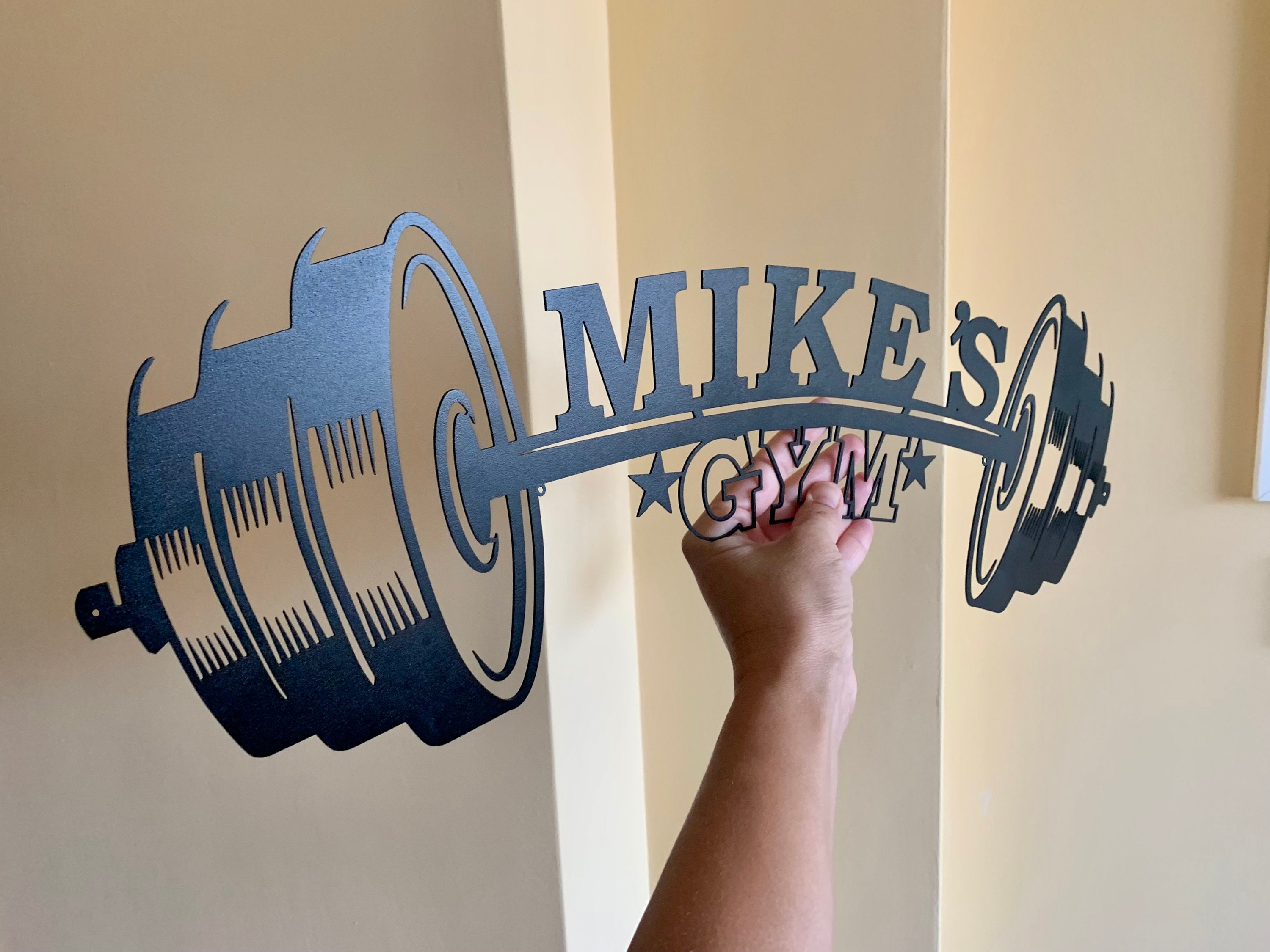 Personalized Gym Metal Sign Custom Name Plaque Home Gym Sign Fitness Training Wall Art Bodybuilding Dad&#39;s Gym Workout Room Weight Lifting