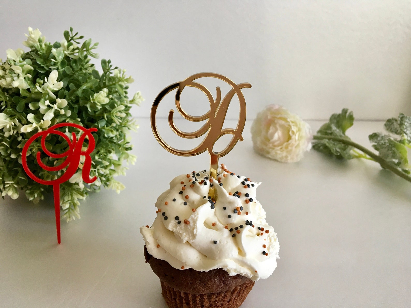 Personalized Birthday Cupcake Toppers Any Letter Wedding Etsy