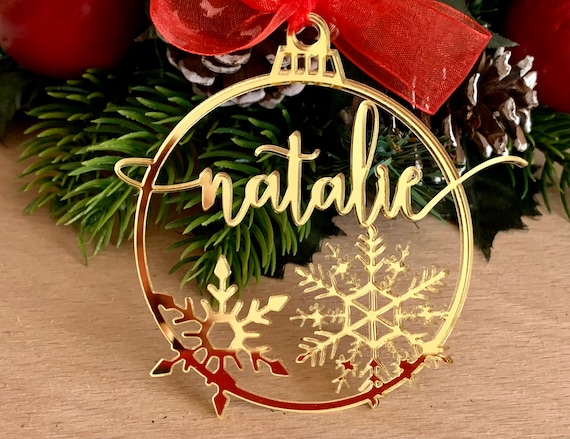 Personalized Christmas Tree Ornament Custom Calligraphy Name 