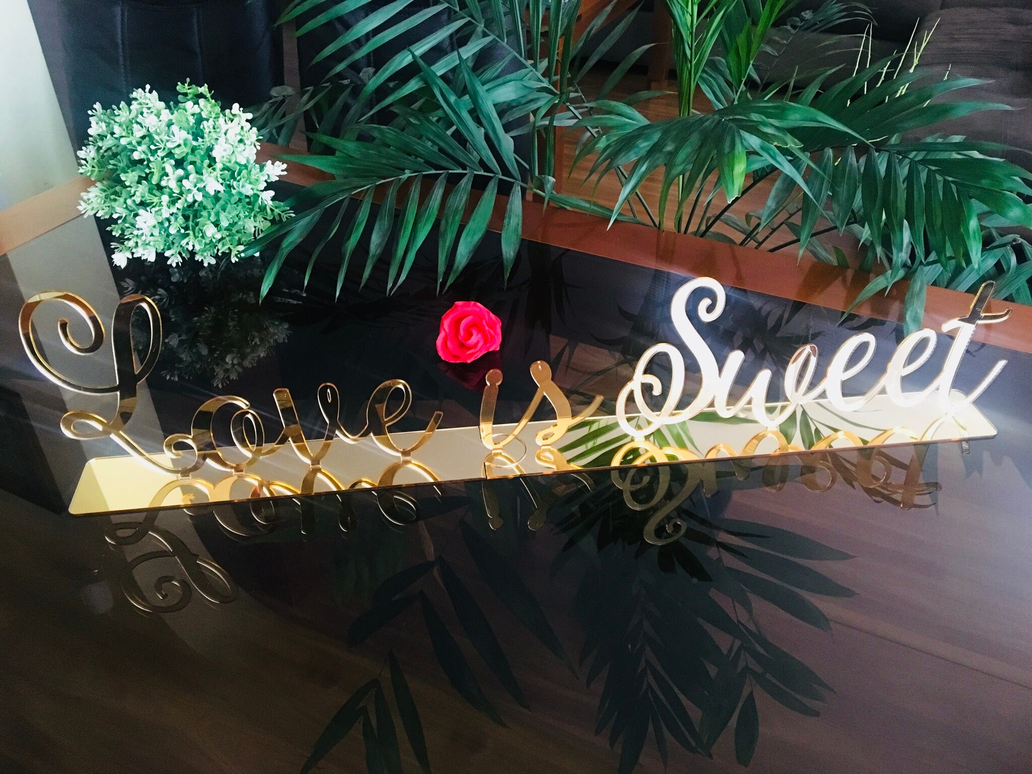 Love Is Sweet Wedding Acrylic Sign For Desserts Sweetheart