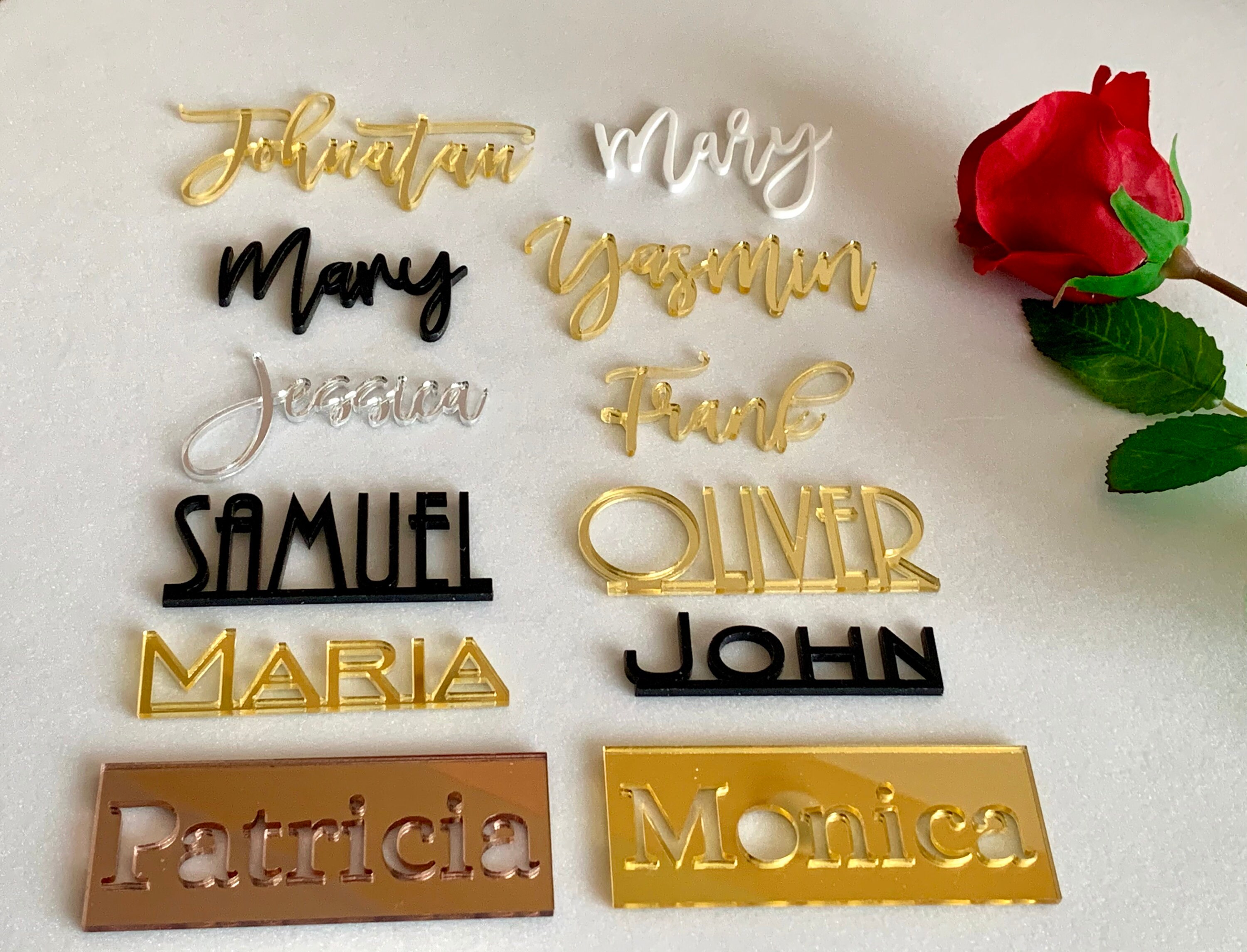 Personalized Wedding Acrylic Wooden Laser Cut Names Custom Place Cards
