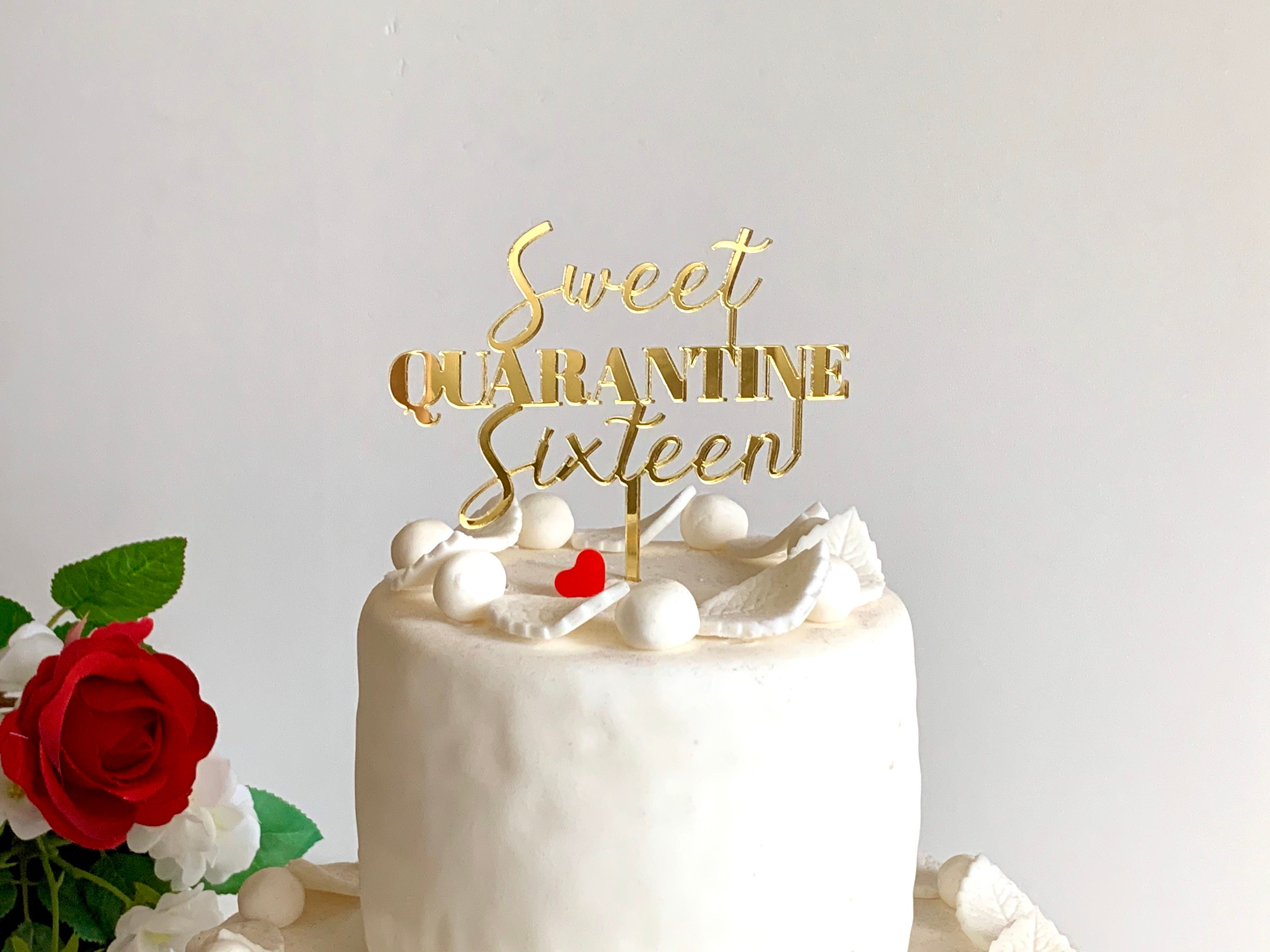 Happy Sweet 16 Quarantine 16th Birthday Cake Topper Virtual Party  Decorations Social Distancing Sweet Sixteen Peronalized Cake Centerpieces