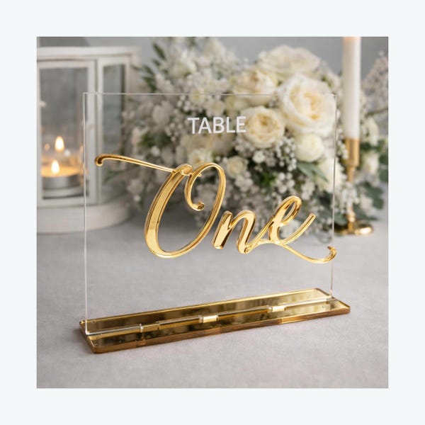 Personalized Acrylic Table Numbers, Custom Wedding Reception Signs, 6 Designs & 22+ Colors