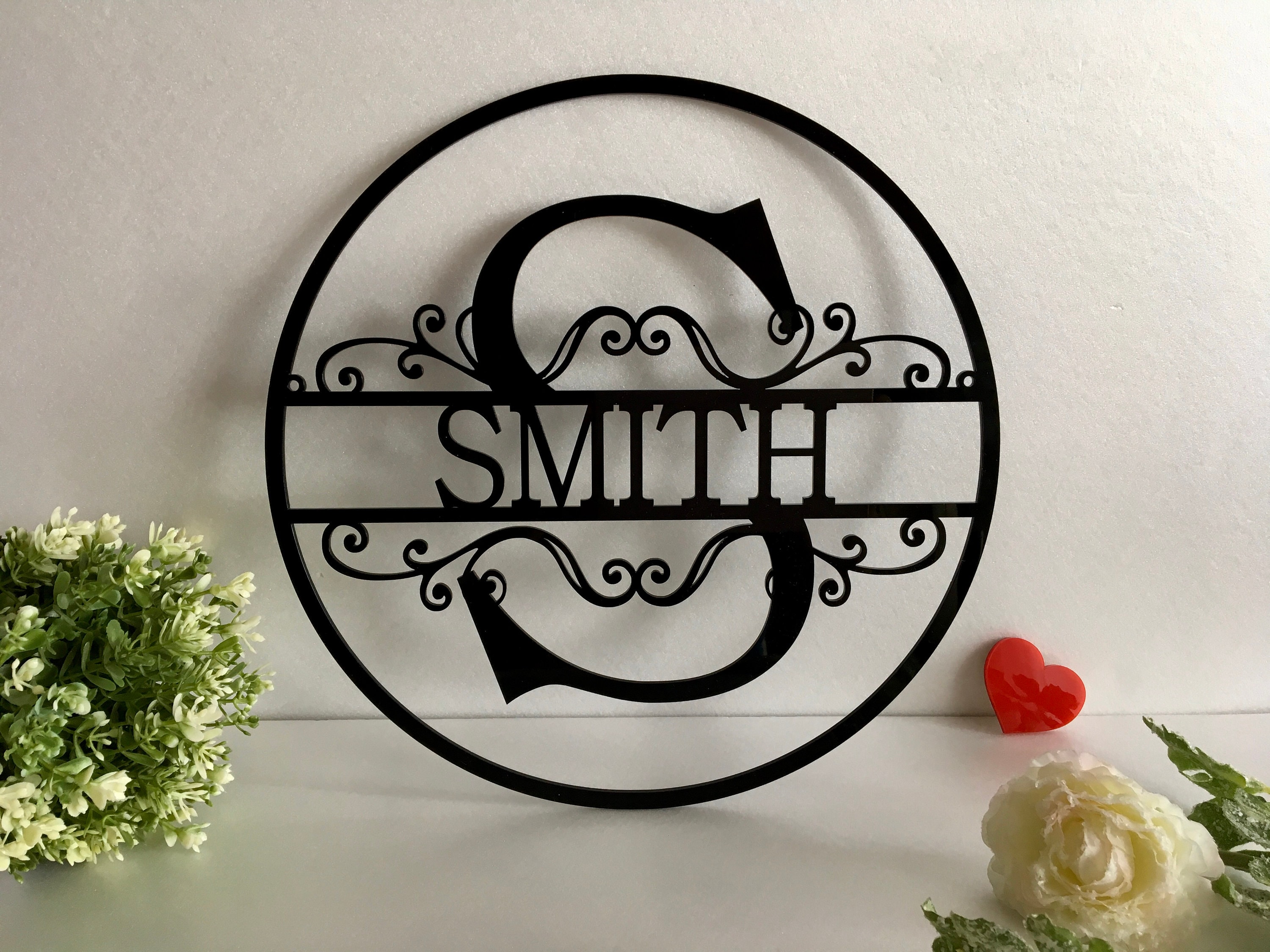 Personalized Last Name Family Signs Metal Initial Split Letter Outdoor Custom House Monogram ...