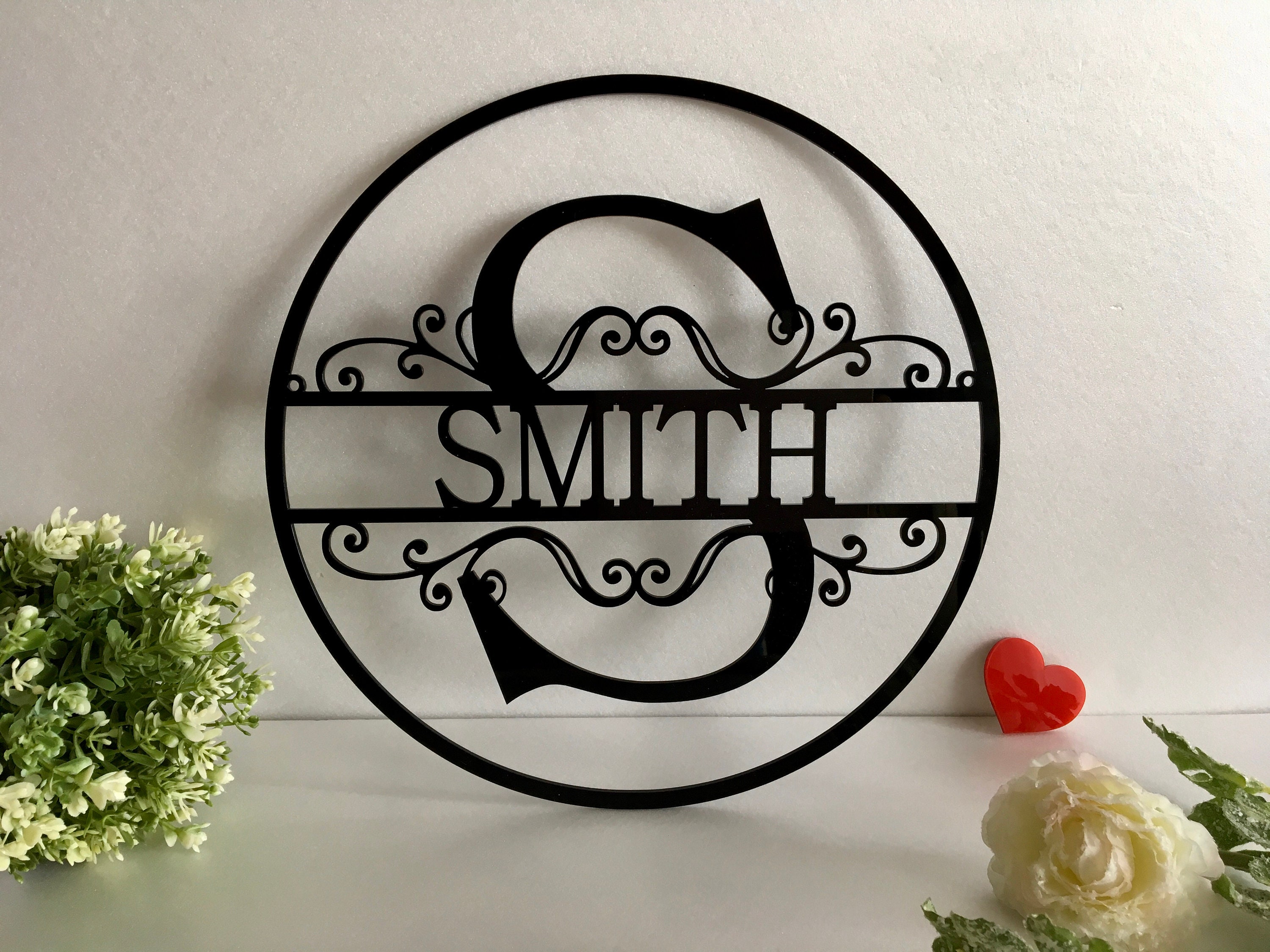 Personalized Last Name Family Signs Metal Initial Split Letter