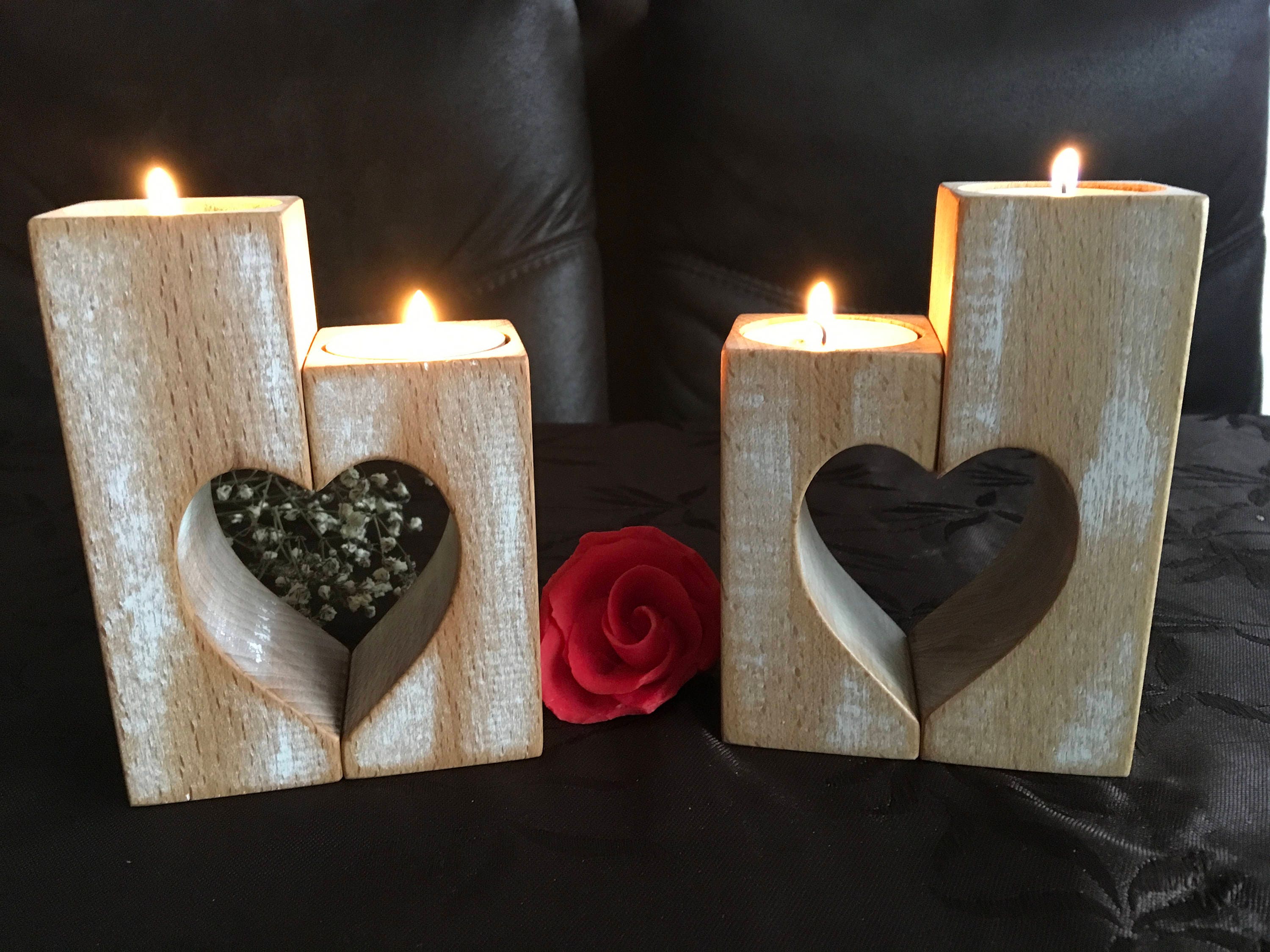 Wooden Candle Holders Set of 2 Wood Candlestick Holders Rustic Etsy