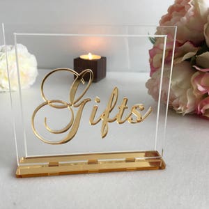 Cards and Gifts Table Signs Wedding Centerpiece Birthday Reception Calligraphy Free Standing Modern Font Elegant Dinner Party Decor image 7