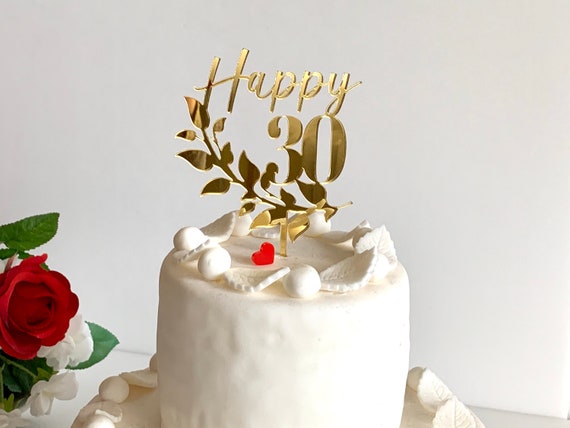 Personalized Wreath Cake Topper Any Age Happy Birthday Custom Cake Signs Party Decorations 20th 30th 40th 50th 60th 70th 80th 90th Toppers