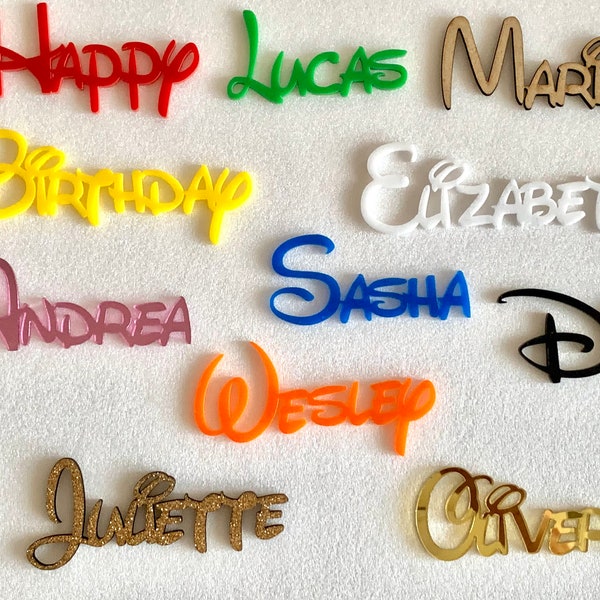 Personalized Disney Place Cards Custom Laser Cut Names Mickey Mouse Birthday Kid's Party Decor Guest Name Tags Disney Wedding, Acrylic, Wood