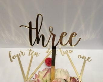 Large Acrylic Wedding Table Numbers | Custom Script Signs with Sticks | Centerpieces for Flower Arrangements