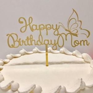 Personalized Birthday Cake Topper with Butterfly Happy Birthday Personalised Cake Decoration on stick Custom Any Name Birthday Cake Toppers