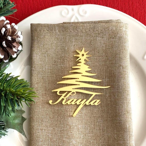 Custom Christmas Place Cards – Personalized Christmas Name Tags for Table – Christmas Place Settings – Laser Cut Names – Dinner Table Names