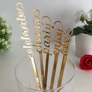 Personalized swizzle stir sticks Name drink stirrer Bridal shower Custom name tag Wedding decor Mother's Day Table centerpiece Party picks