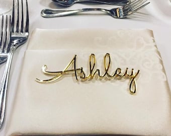 Personalized wedding place table cards Laser cut names Guest names Weddings place cards Laser cut name signs Place settings Bride and Groom