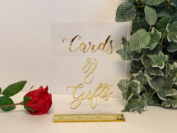Cards & Gifts Table Sign Wedding Freestanding Acrylic Sign Reception Decor Calligraphy Table Decoration Party Birthday Table Decor Any Color