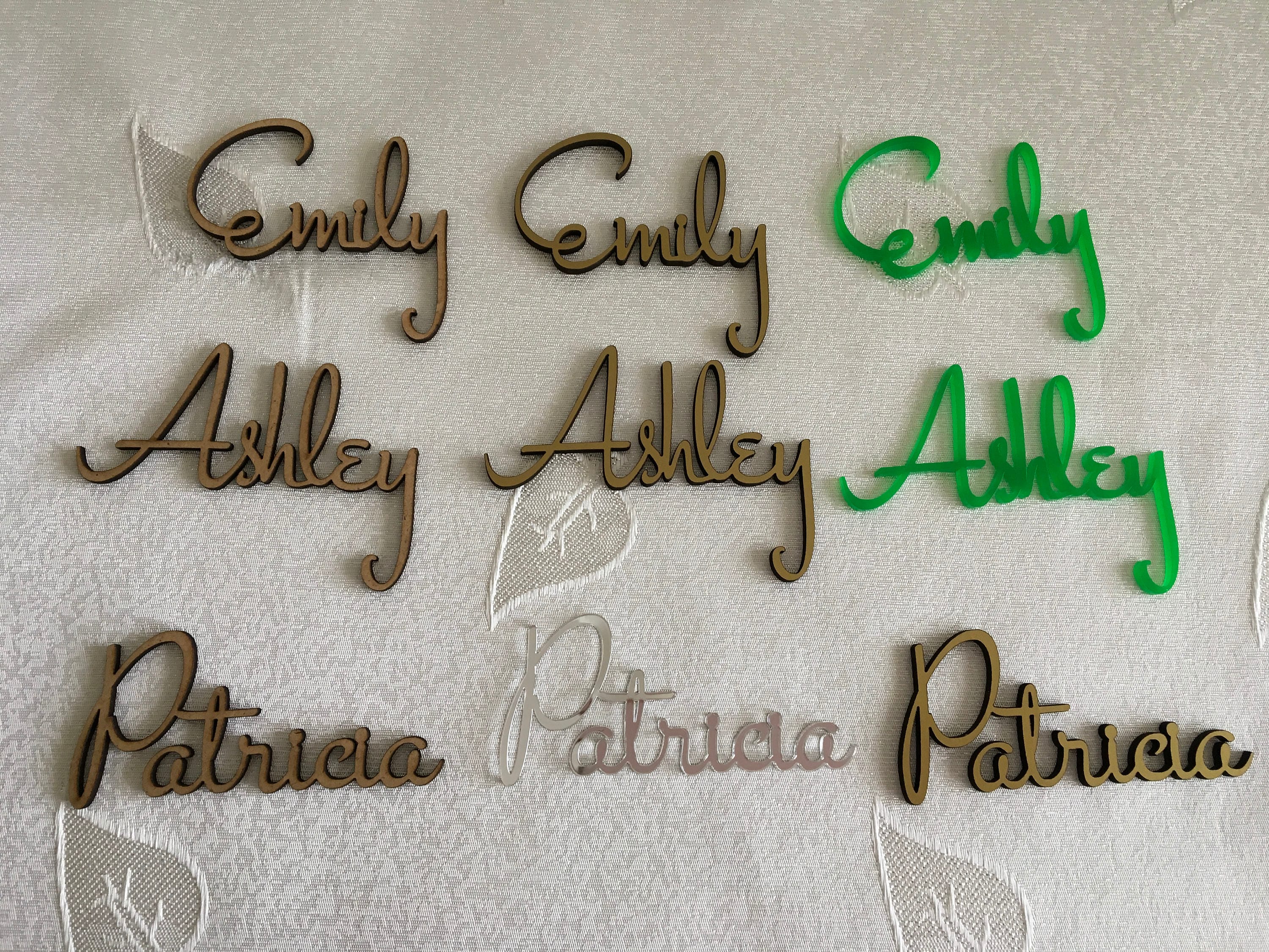 Custom Script Names Wedding Place Cards Rustic Name Cards Personalized Elegant Wooden Laser Cut