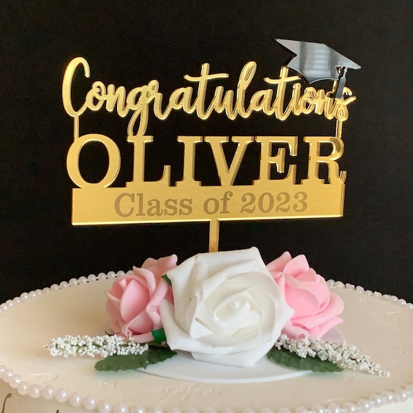 Personalized Graduation Cake Topper Custom Name Class of 2024 Congrats Cake Topper Senior 2024 Congratulations Graduation Party Cake Decor