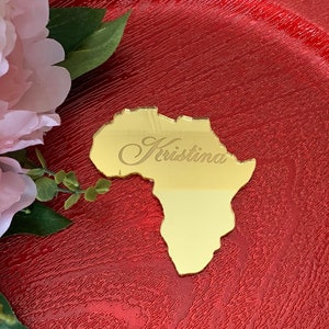 Personalized Laser Cut Country Shape Custom Engraved Names Wedding Favor Table Seating Place Cards Africa Custom Ornament State Cutout Shape image 6