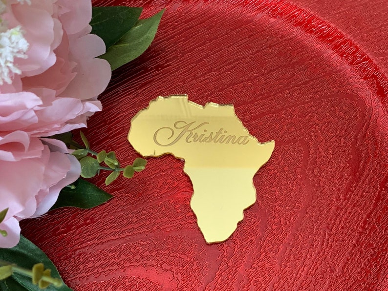 Personalized Laser Cut Country Shape Custom Engraved Names Wedding Favor Table Seating Place Cards Africa Custom Ornament State Cutout Shape image 6