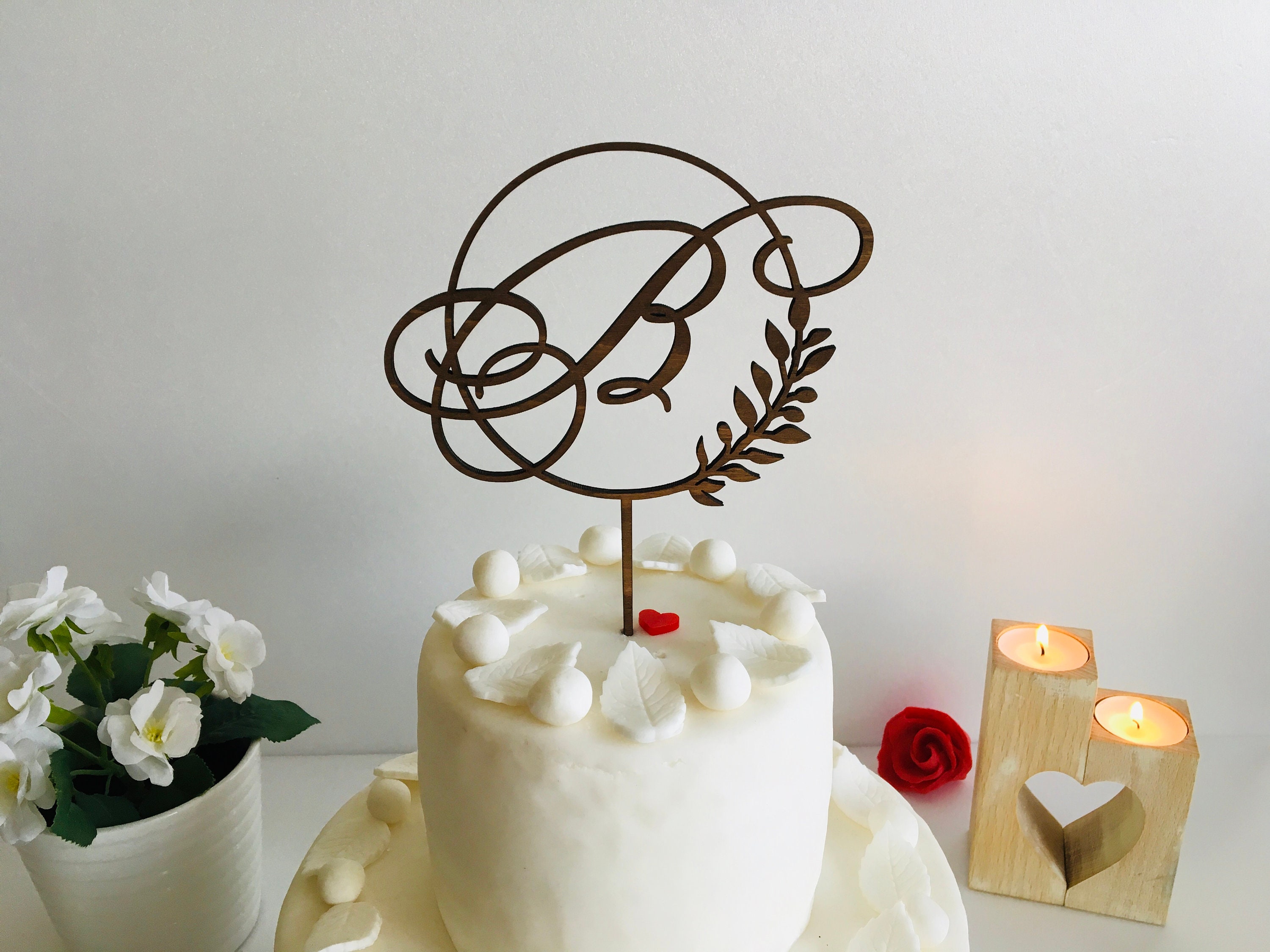  Initial Letters Cake Topper,Black Wedding Cake Toppers Initials  R,Initial Cake Topper,Script Letter Cake Topper,Wedding Engagement Birthday Cake  Decorations : Grocery & Gourmet Food