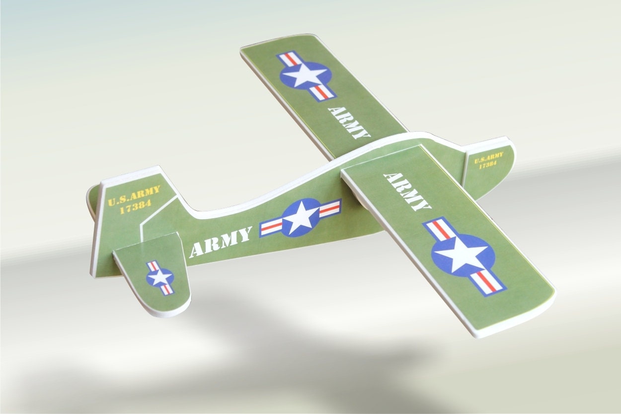 DIY Air Plane Gift Toy US Army Glider Styrofoam Military Etsy