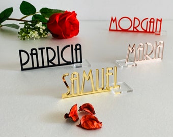 Personalized Laser Cut Place Cards Custom Wedding Table Names Mirror Acrylic Place Name Settings Event Party Decorations Free Standing Signs