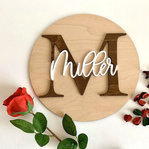 Personalized Wood Name Sign Custom Monogram Sign Split Letter Wall Hanging Sign Nursery Decorations Wedding Gift Family Gift Door Hanger