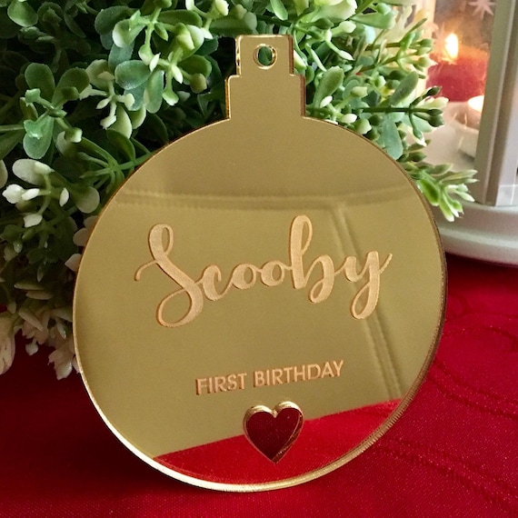 My First Birthday Sign Ornament Custom Text Personalized Name Bauble Personalised Baby's 1st Ornament Name Tree Decorations Gift for Kids