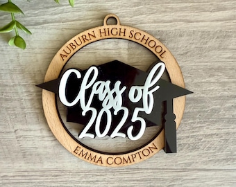 Custom Graduation Name Ornament - Personalized Class of 2025 Graduation Gift for Students University Graduation Ornament - Available Colors