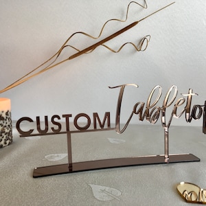 Tabletop Sign Personalized Wedding Custom Name Calligraphy Hashtag Laser Cut Acrylic Wood Free Standing Reception Decor Event Party Welcome image 1