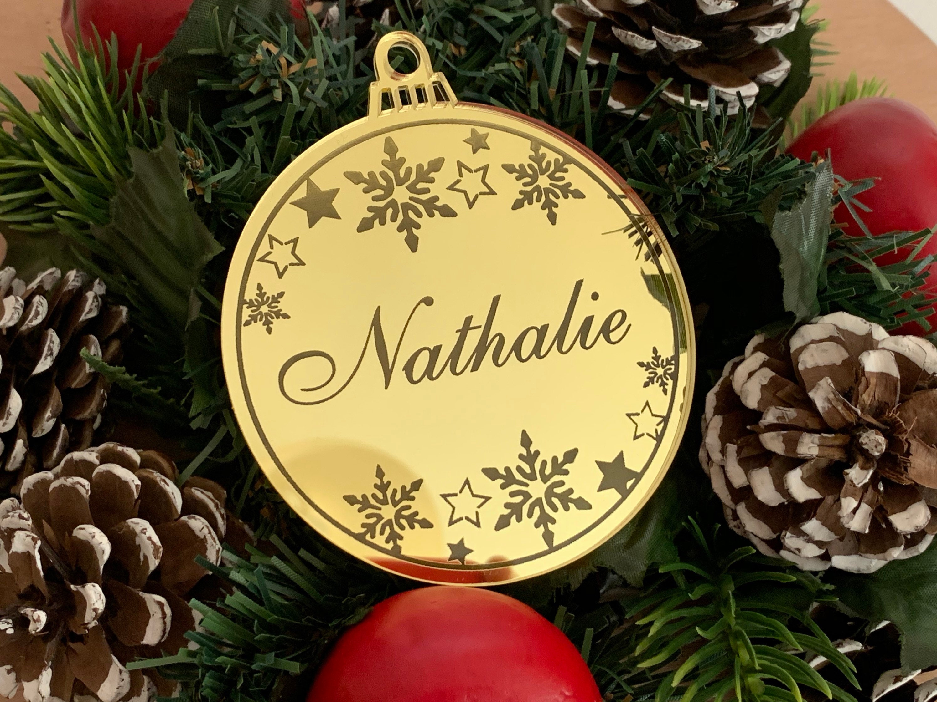 Personalized Christmas Tree Ornament Engraved Custom Name Holiday
