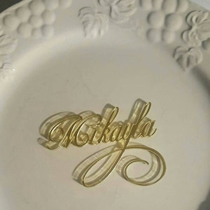 Gold Mirror Laser Cut Names Personalized Wedding Place Cards Guest Names Wedding centerpiece Wedding table cards Table settings Dinner party image 9