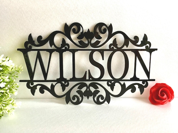 Elegant Family Name Door Decor, Personalized Family Name Metal Sign, Custom Outdoor Monogram