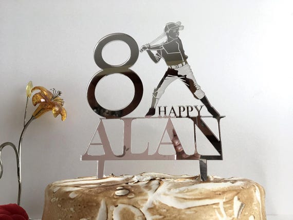 Custom Baseball Cake Topper with Personalized Name and Age - Gift for Boys