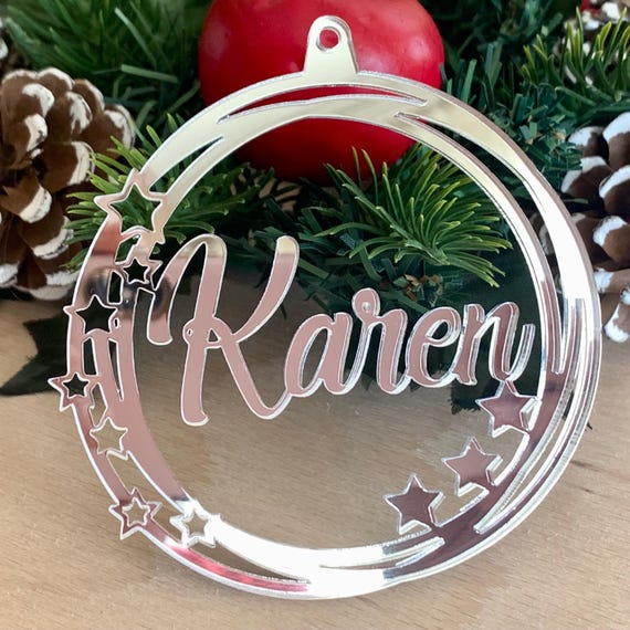 Custom Christmas Ornament - Personalized Name Bauble - 2024 Christmas Tree Decor - Gift Name Tags - Xmas Custom Tree Ornaments with Stars