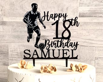 Personalized Soccer Cake Topper with Custom Name and Age – Soccer Player & Ball Design