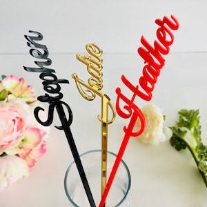 Personalized Name Drink Stirrers - Custom Wedding Cocktail Swizzle Sticks - Party Picks & Bar Accessories