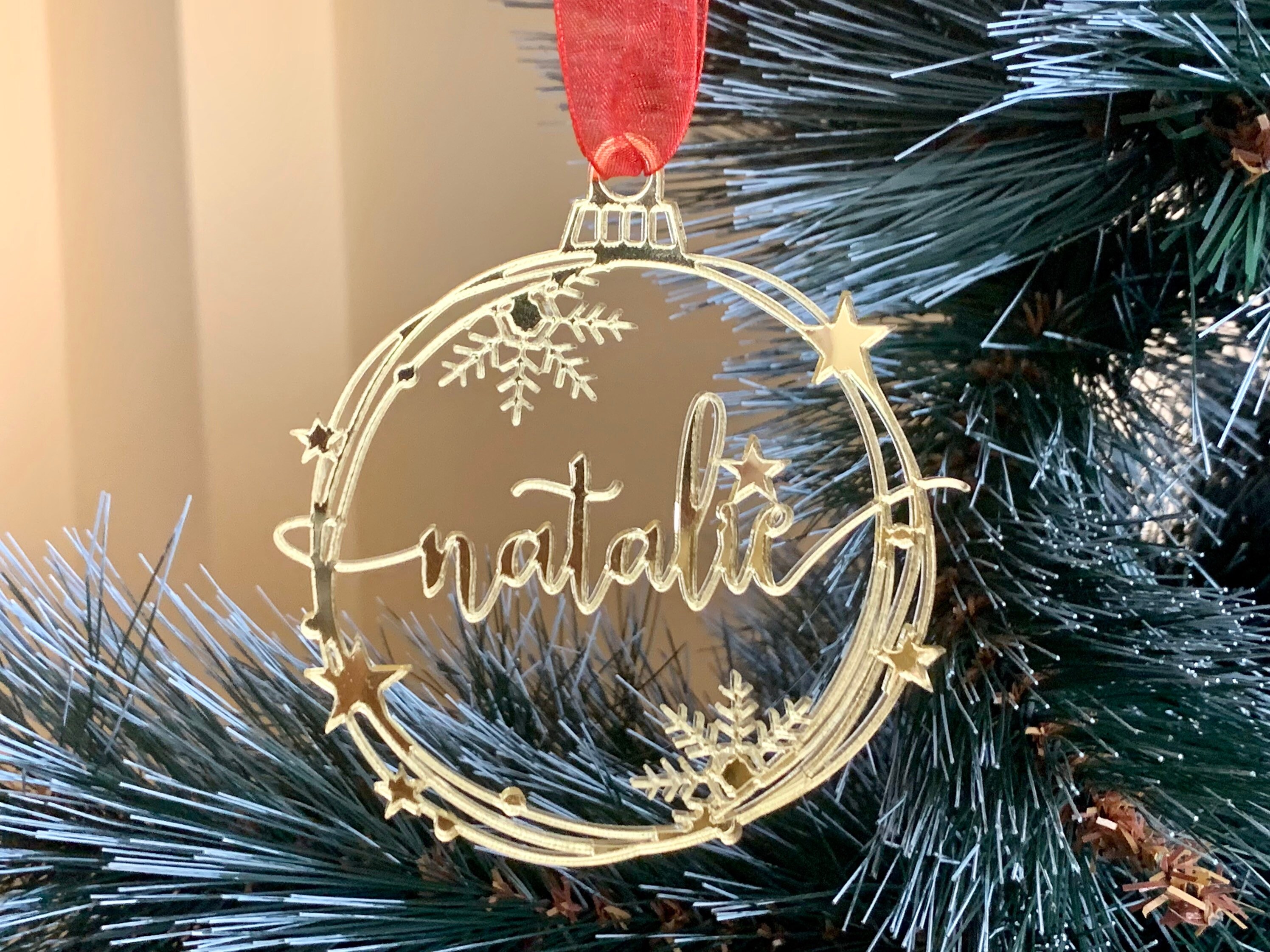 Personalized Christmas Tree Ornament Custom Name Modern Holiday Decorations  Laser Cut Names Xmas Bauble Gift for Family, Gift Name Tags 2023