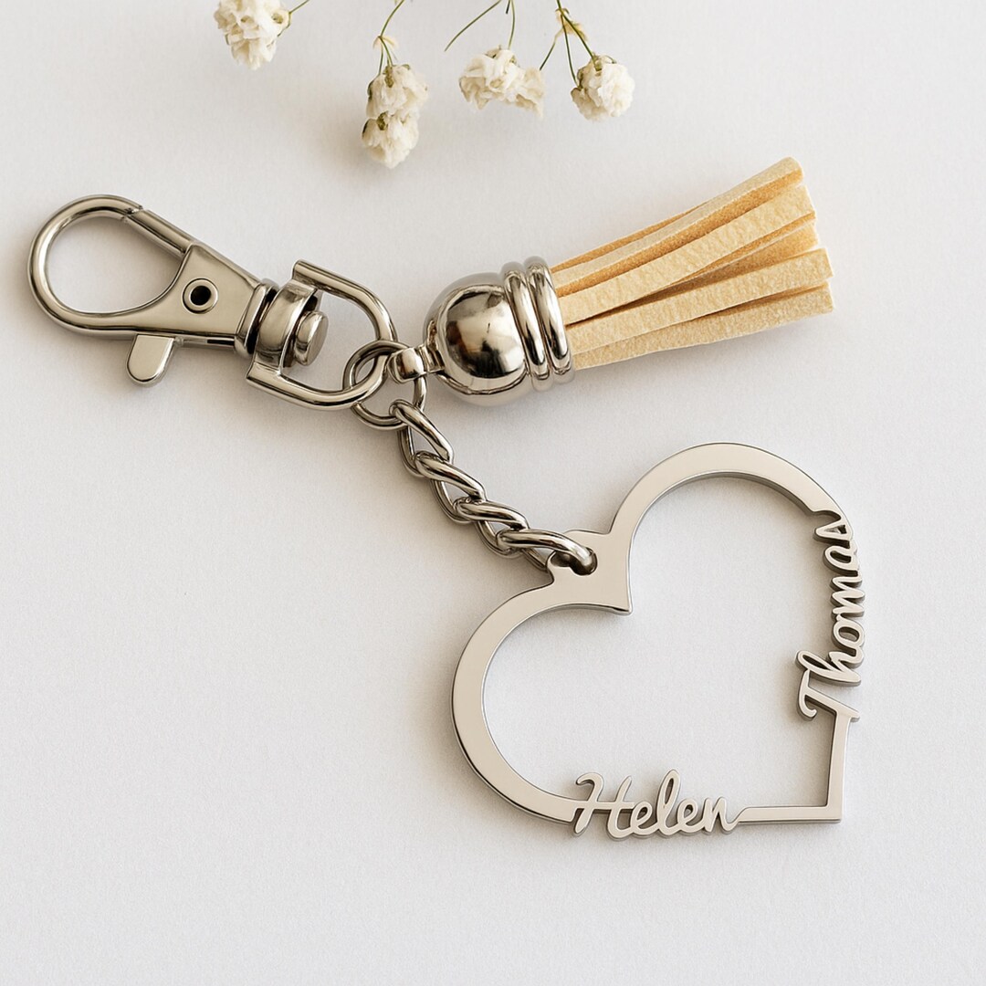Buy Custom Heart Keychain With Names – Personalized Stainless Steel  Keyring Online in India