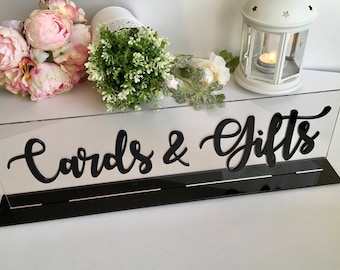 Karten und Geschenke Hochzeitsschild - Klare Acryltischbeschilderung - Freistehendes Empfangsdekor