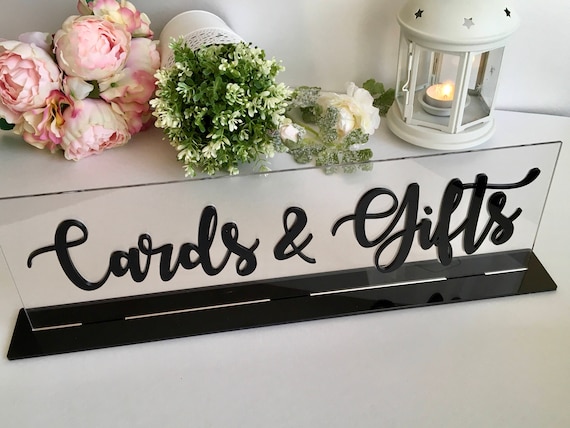 Cards and Gifts Clear Acrylic Wedding sign Gift Card Table Sign Alternative Centerpiece Freestanding Decoration Custom Reception Calligraphy