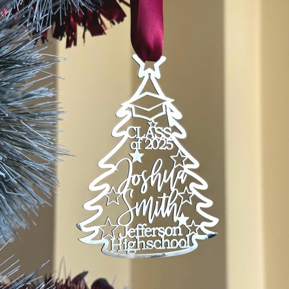 Personalized Graduation Christmas Ornament Custom Name & College High School Ornament, Class of 2025, Class of 2026 Master Degree, Xmas Gift