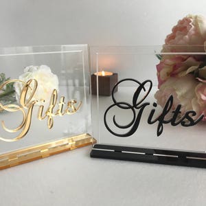 Cards and Gifts Table Signs Wedding Centerpiece Birthday Reception Calligraphy Free Standing Modern Font Elegant Dinner Party Decor image 5