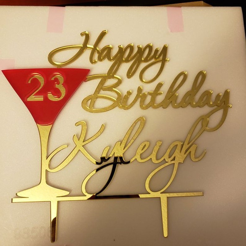 Personalized Name & Age Cake Topper Happy Birthday Party Etsy