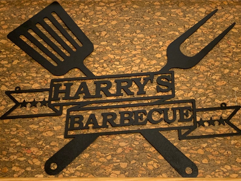Personalized BBQ Grill Name Sign Custom Metal Wall Art Etsy