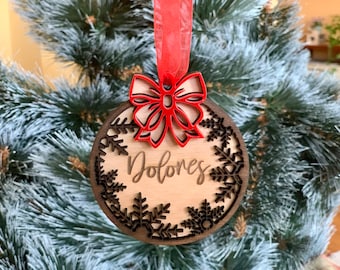 Personalized Christmas Ornament with Custom Name Christmas 2024 Wood Name Bauble Handmade Holiday Tree Decorations Home Decor Gift Name Tags