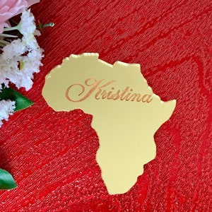 Personalized Laser Cut Country Shape Custom Engraved Names Wedding Favor Table Seating Place Cards Africa Custom Ornament State Cutout Shape image 3